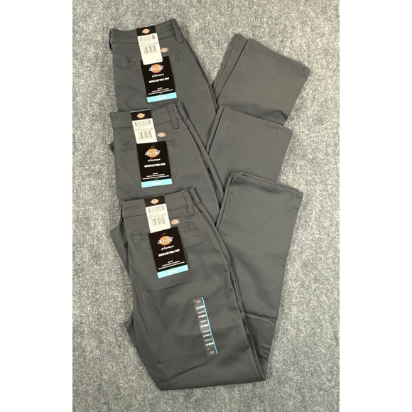 Dickies Pants - Dickies FLEX Womens Size 4 27R Charcoal Straight Leg Work Pants Lot of 3 NEW